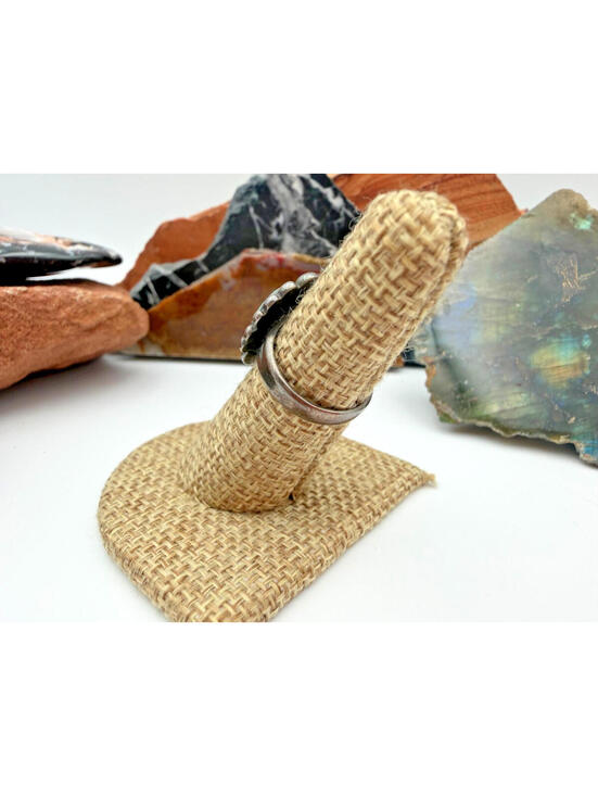 Vintage Navajo Native American Turquoise Stone Sterling Silver Old Pawn Ring - Picture 6 of 9